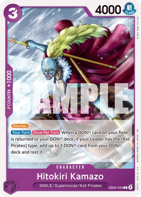 Hitokiri Kamazo, The Azure Sea's Seven Release Event Cards EB04-035