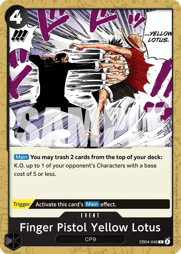 Finger Pistol Yellow Lotus, Adventure on Kami's Island Release Event Cards EB04-049
