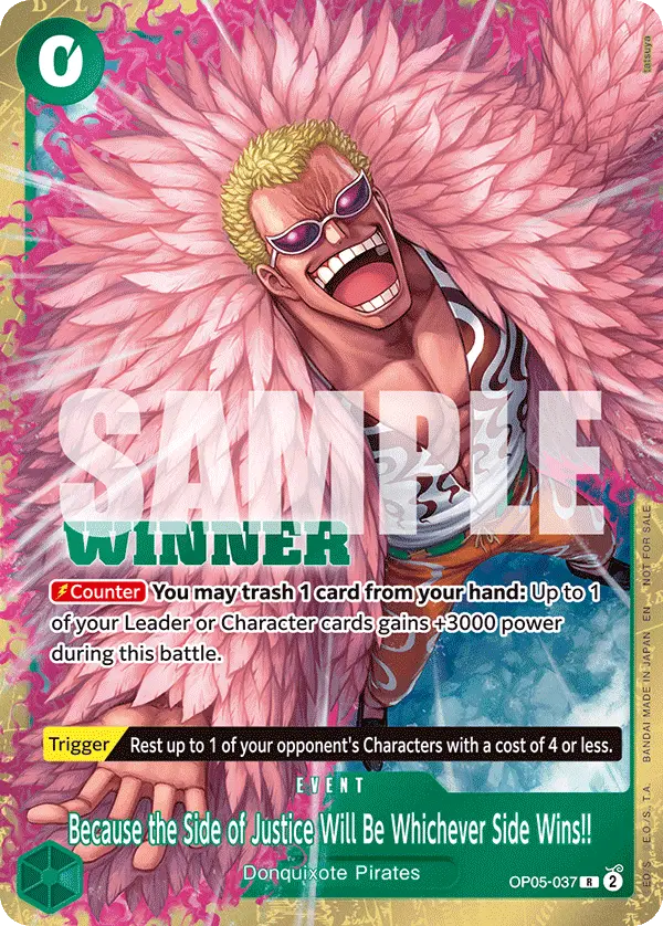 Because the Side of Justice Will Be Whichever Side Wins!! (CS 26-27 Celebration Pack), One Piece Promotion Cards OP05-037