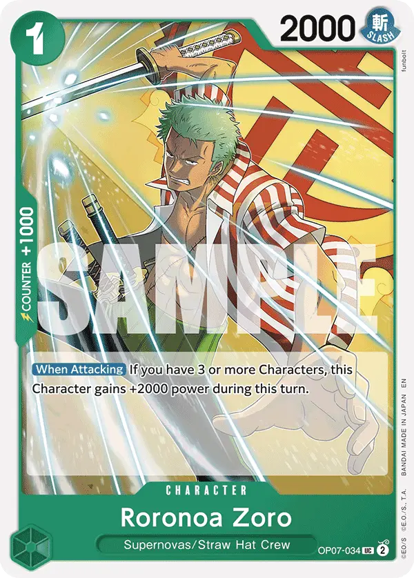 Roronoa Zoro (Reprint), Starter Deck 24 GREEN Jewelry Bonney OP07-034