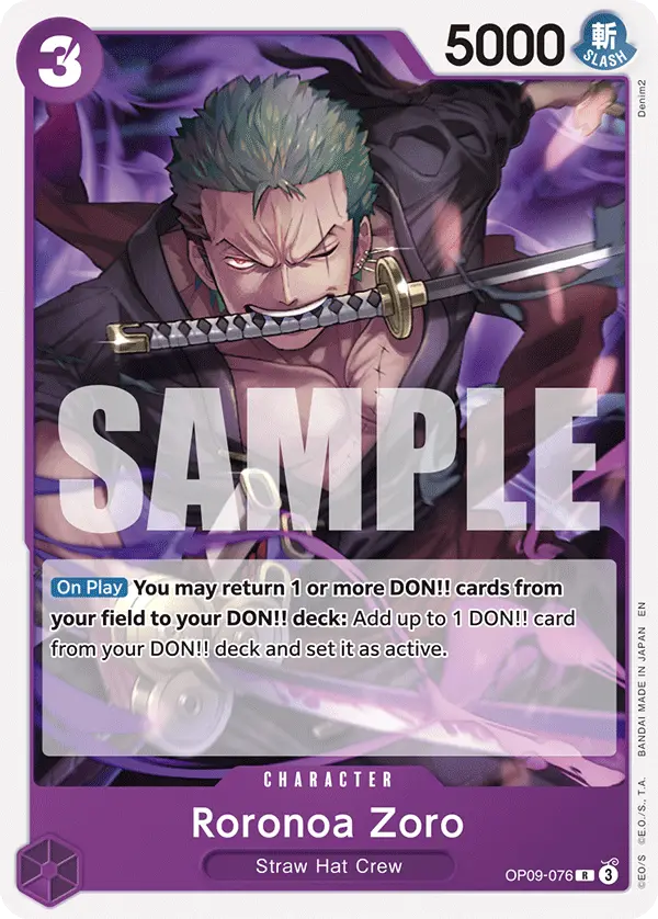 Roronoa Zoro (Reprint), Starter Deck 26 PURPLE/BLACK Monkey.D.Luffy OP09-076