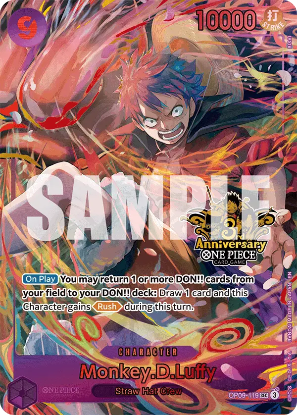 Monkey.D.Luffy (Japanese Version 3rd Anniversary Set), One Piece Promotion Cards OP09-119