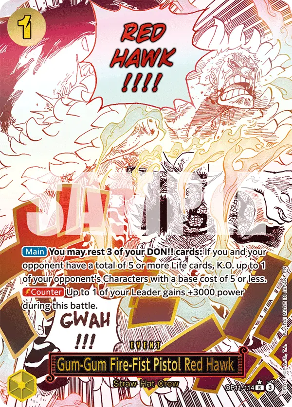 Gum-Gum Fire-Fist Pistol Red Hawk (Alt Art), A Fist of Divine Speed OP11-114
