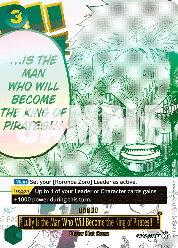 Luffy Is the Man Who Will Become the King of Pirates!!! (Japanese Version 3rd Anniversary Set), One Piece Promotion Cards OP12-039