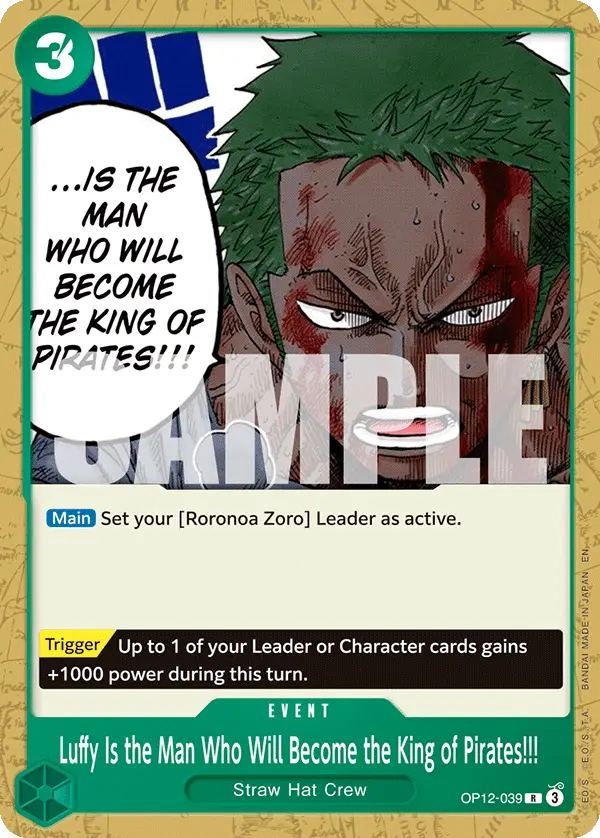 Luffy Is the Man Who Will Become the King of Pirates!!!, Starter Deck 32 GREEN Roronoa Zoro OP12-039