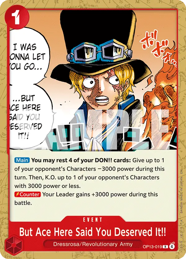 But Ace Here Said You Deserved It!!, Starter Deck 35 RED/BLACK Sabo OP13-019