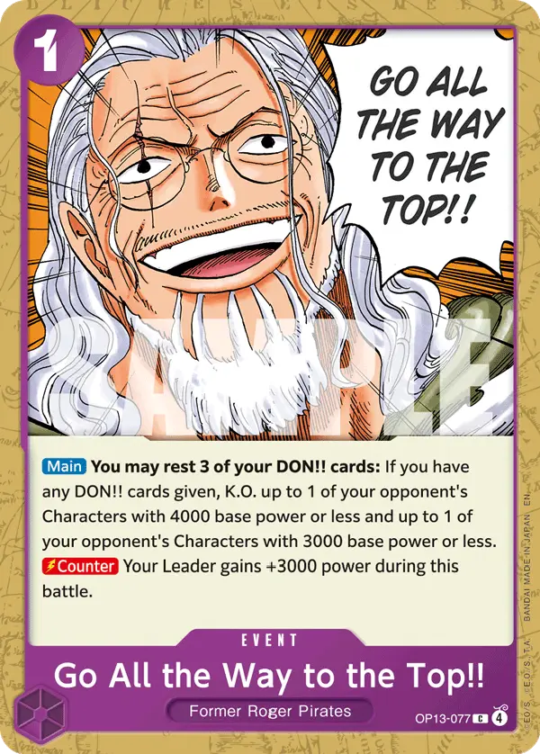 Go All the Way to the Top!!, Carrying On His Will OP13-077