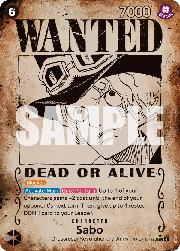 Sabo (Wanted Poster), Carrying On His Will OP13-120