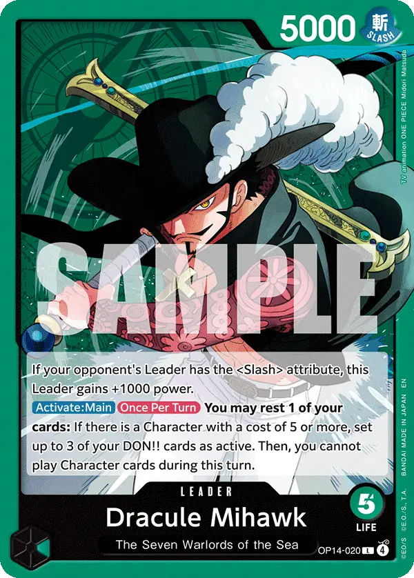 Dracule Mihawk, The Azure Sea's Seven OP14-020