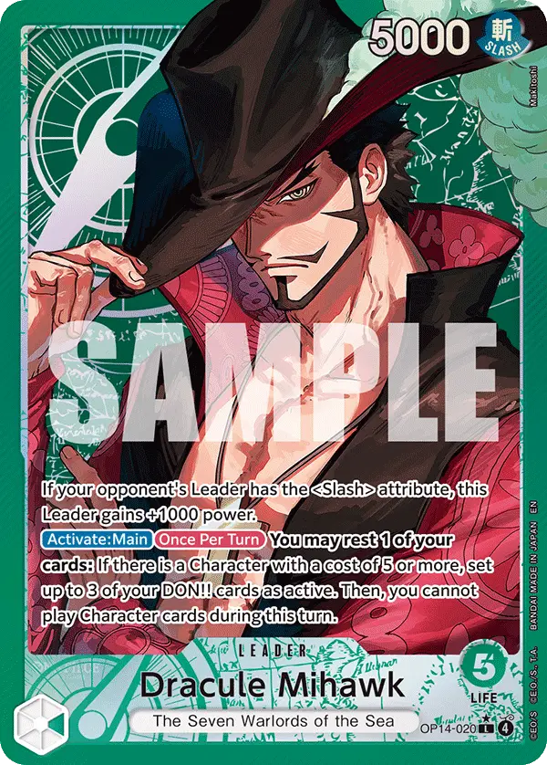 Dracule Mihawk (Alt Art), The Azure Sea's Seven OP14-020