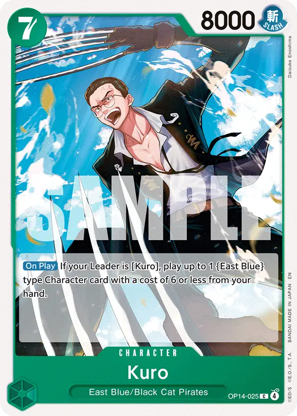 Kuro, The Azure Sea's Seven Release Event Cards OP14-025