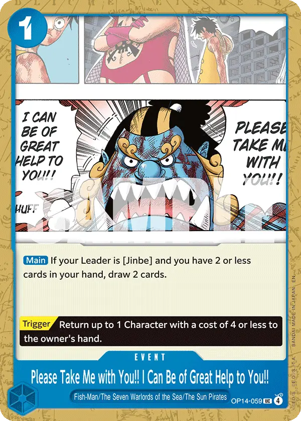 Please Take Me with You!! I Can Be of Great Help to You!!, The Azure Sea's Seven Release Event Cards OP14-059