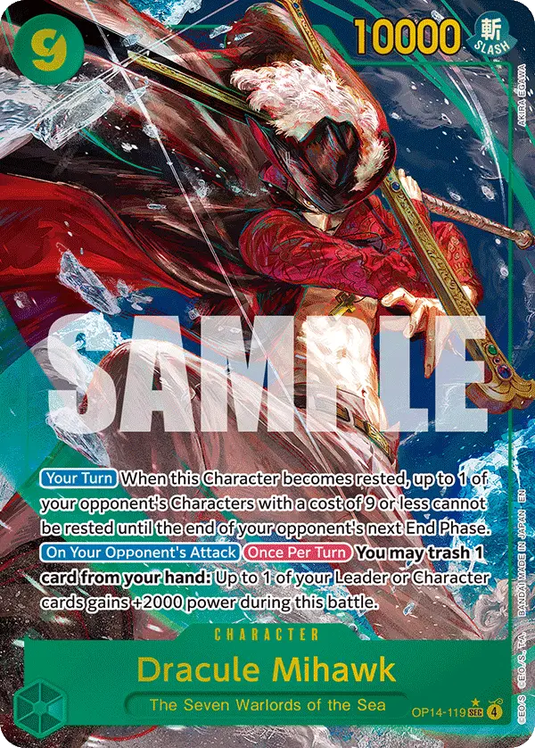 Dracule Mihawk (Alt Art), The Azure Sea's Seven OP14-119