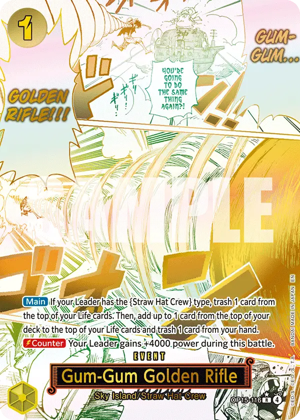 Gum-Gum Golden Rifle (Alt Art), Adventure on Kami's Island OP15-116