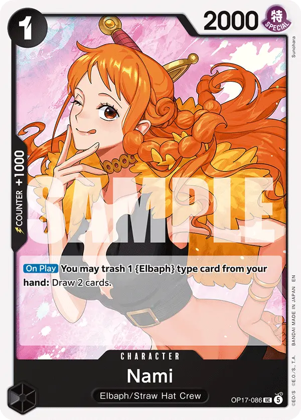 Nami, The World's Strongest Warriors Release Event Cards OP17-086