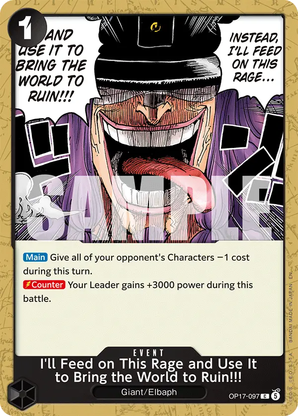 I'll Feed on This Rage and Use It to Bring the World to Ruin!!!, The World's Strongest Warriors OP17-097