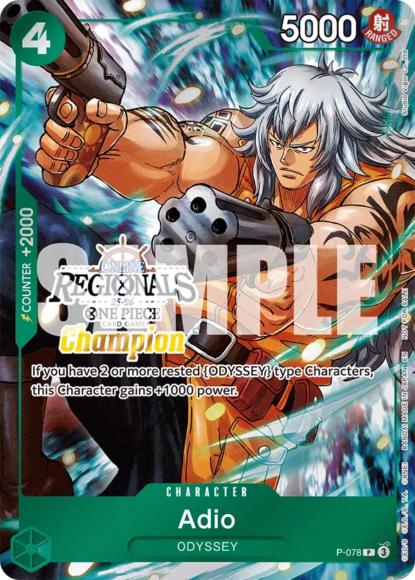 Adio (Online Regional Champion Card Set 2025 Vol.1), One Piece Promotion Cards P-078