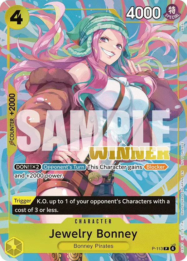 Jewelry Bonney (Heroines Battle Winner Pack), One Piece Promotion Cards P-113