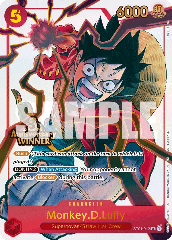 Monkey.D.Luffy (3rd Anniversary Winner), One Piece Promotion Cards ST01-012