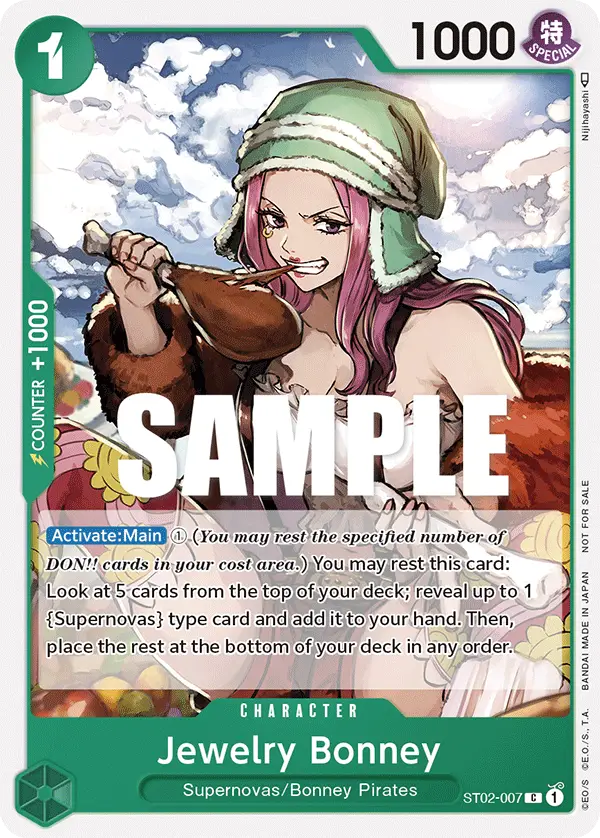 Jewelry Bonney (Tournament Pack Vol. 3 Participant), One Piece Promotion Cards ST02-007