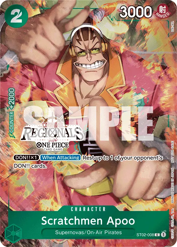Scratchmen Apoo (Offline Regional 2024 Winner), One Piece Promotion Cards ST02-008