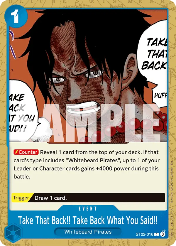 Take That Back!! Take Back What You Said!!, Starter Deck 22 Ace & Newgate ST22-016