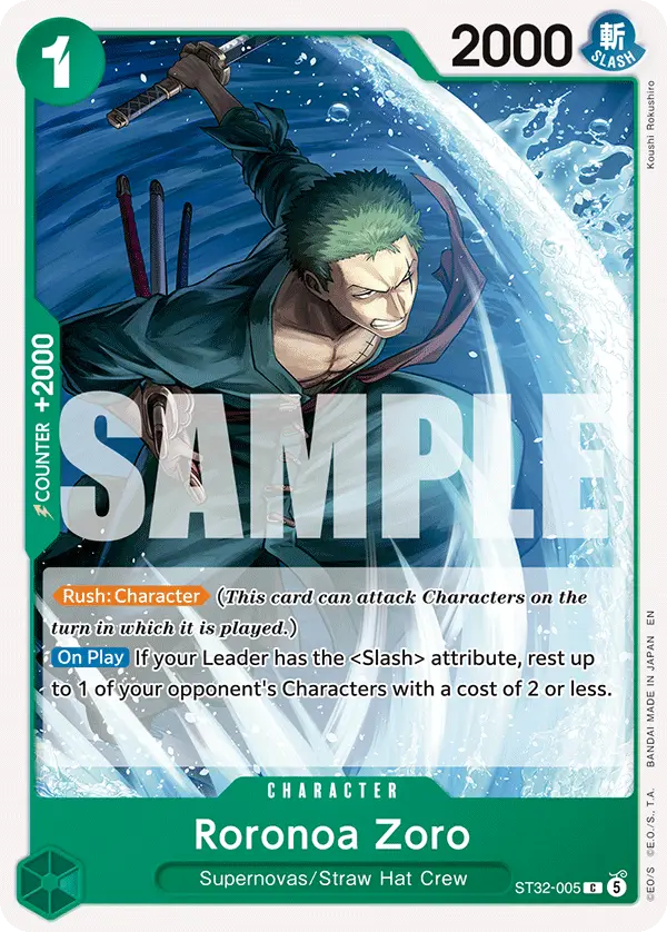 Roronoa Zoro, Starter Deck 32 GREEN Roronoa Zoro ST32-005