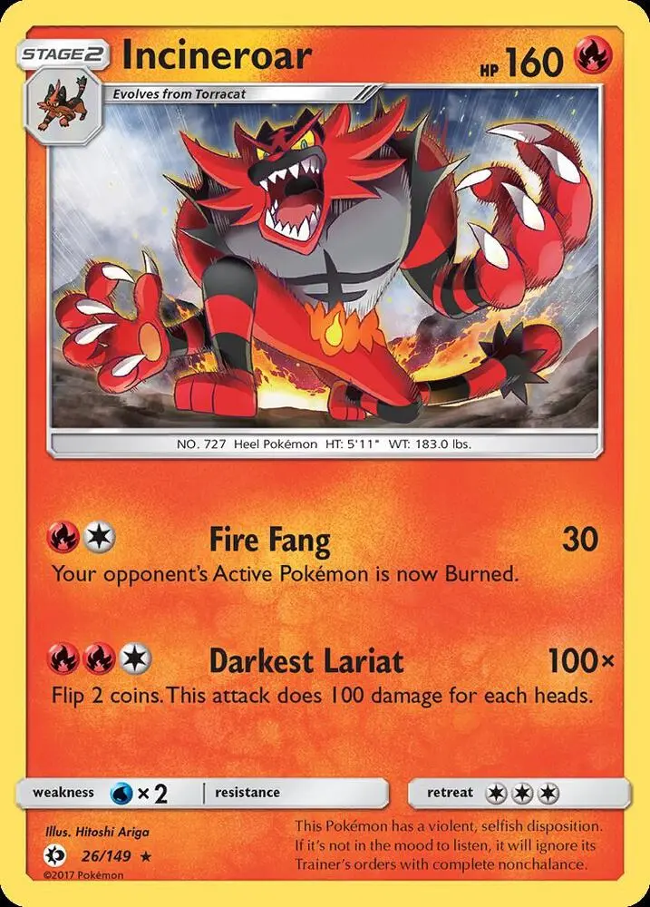 Incineroar, Sun & Moon 26/149