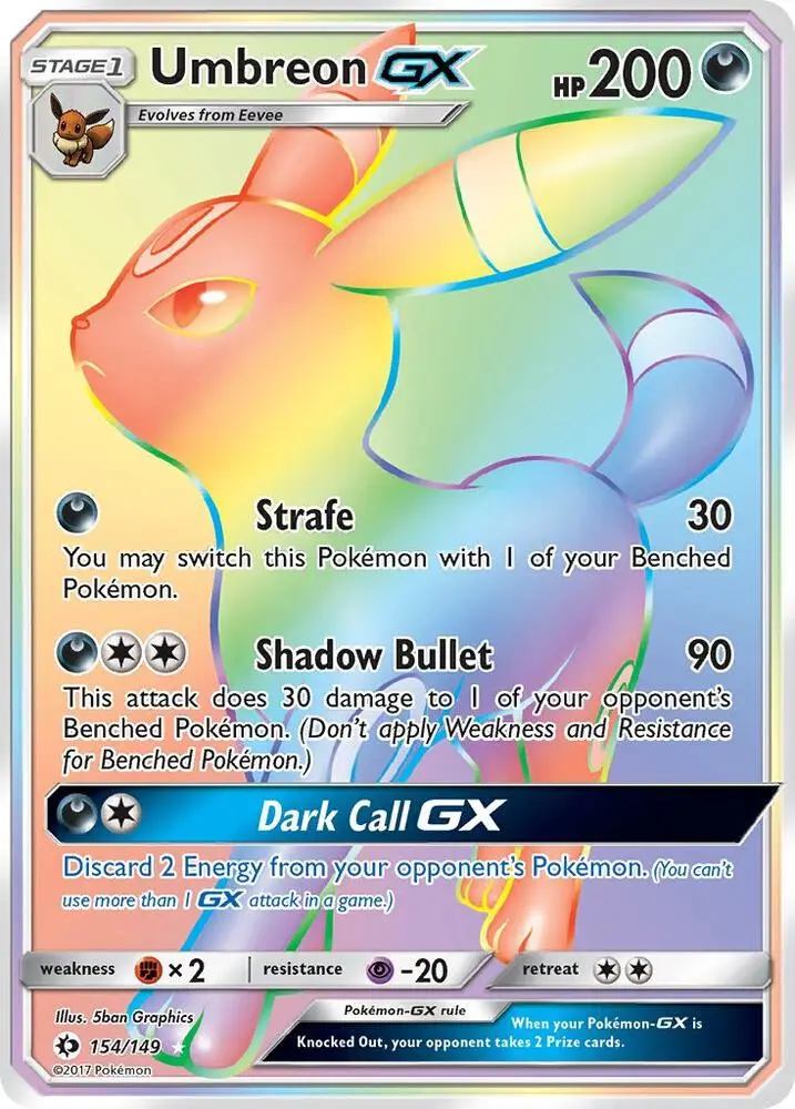 Umbreon GX, Sun & Moon 154/149