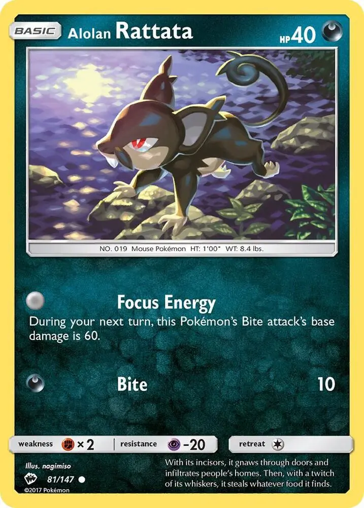 Alolan Rattata, Burning Shadows 81/147
