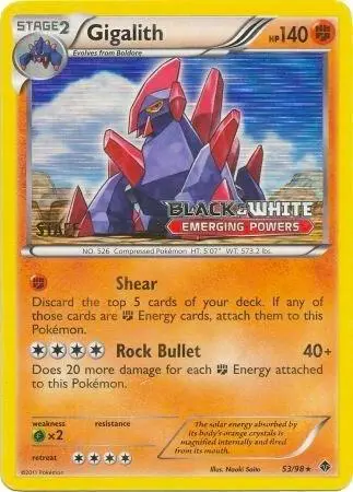 Gigalith 53/98 (Prerelease) [Staff], BW Black Star Promos 53/98