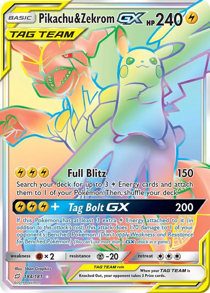 Pikachu & Zekrom GX, Team Up 184/181