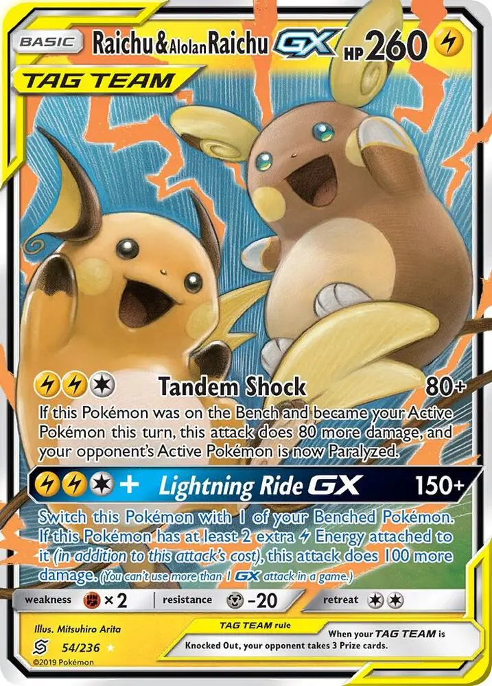 Raichu & Alolan Raichu GX, Unified Minds 54/236