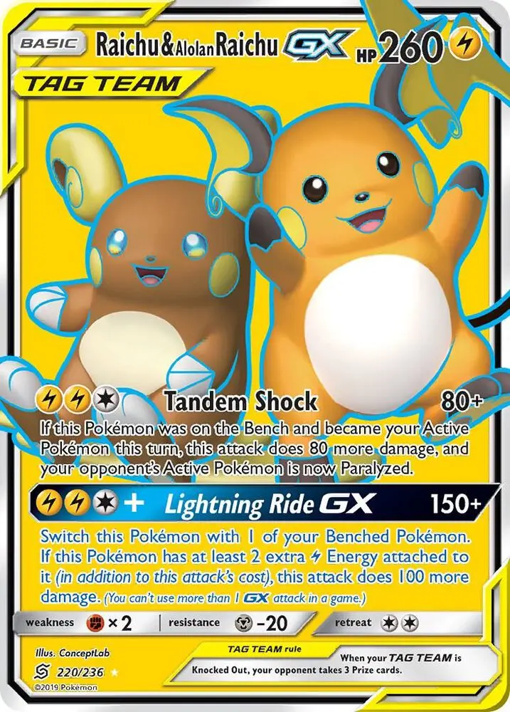 Raichu & Alolan Raichu GX, Unified Minds 220/236