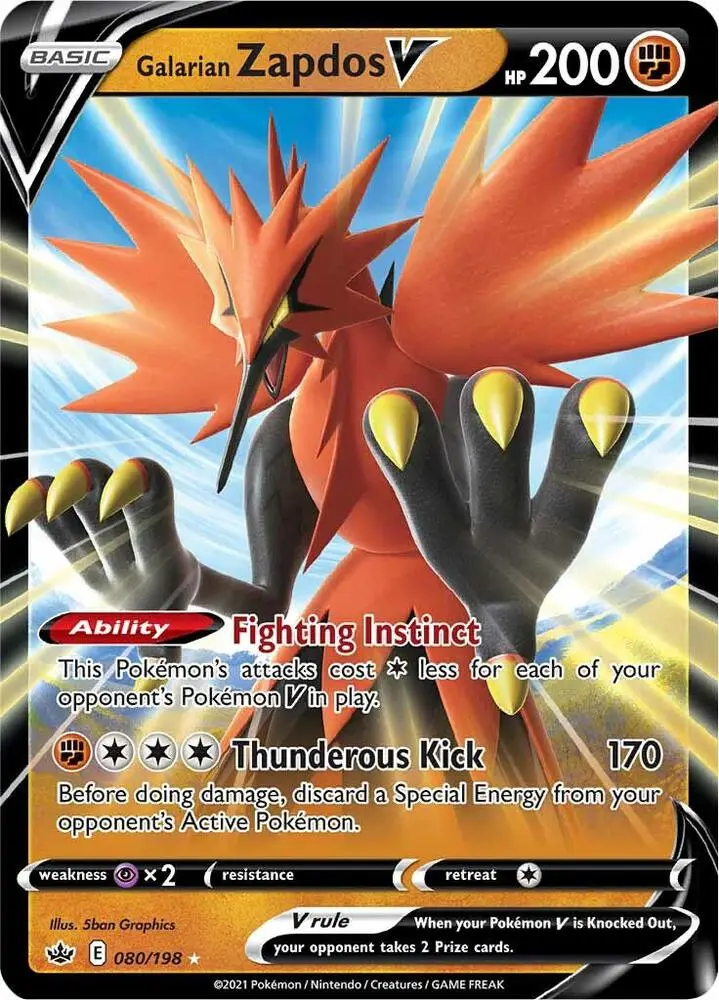 Galarian Zapdos V, Chilling Reign 80/198