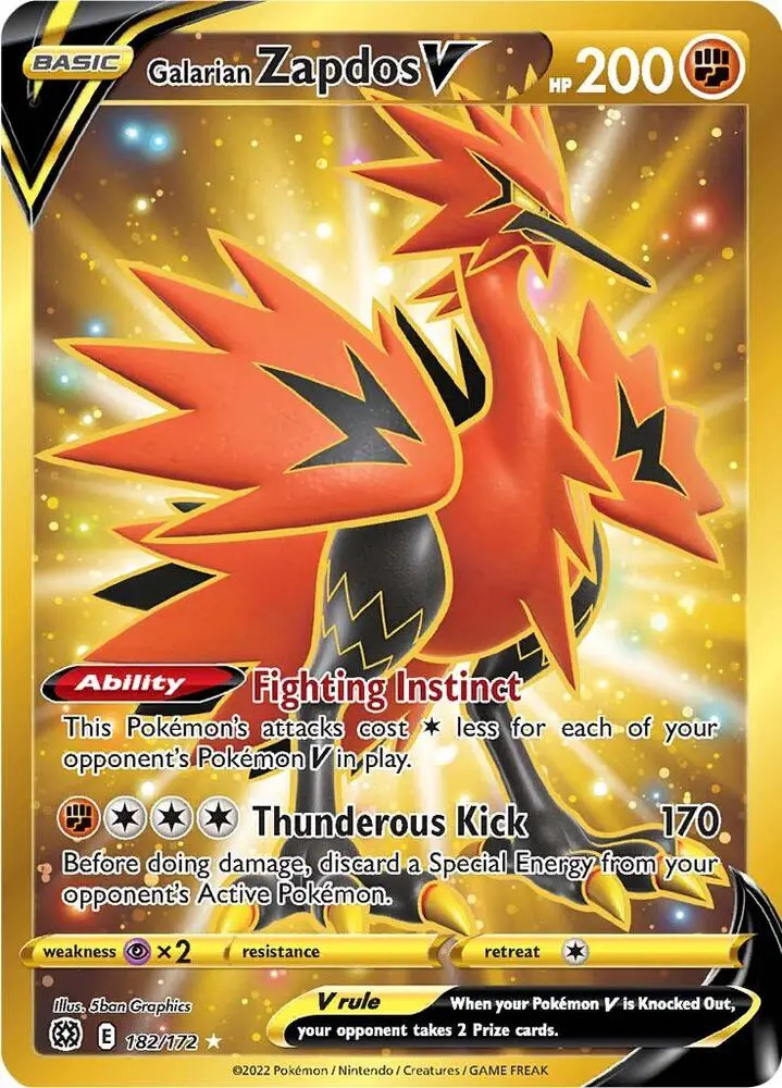 Galarian Zapdos V, Brilliant Stars 182/172