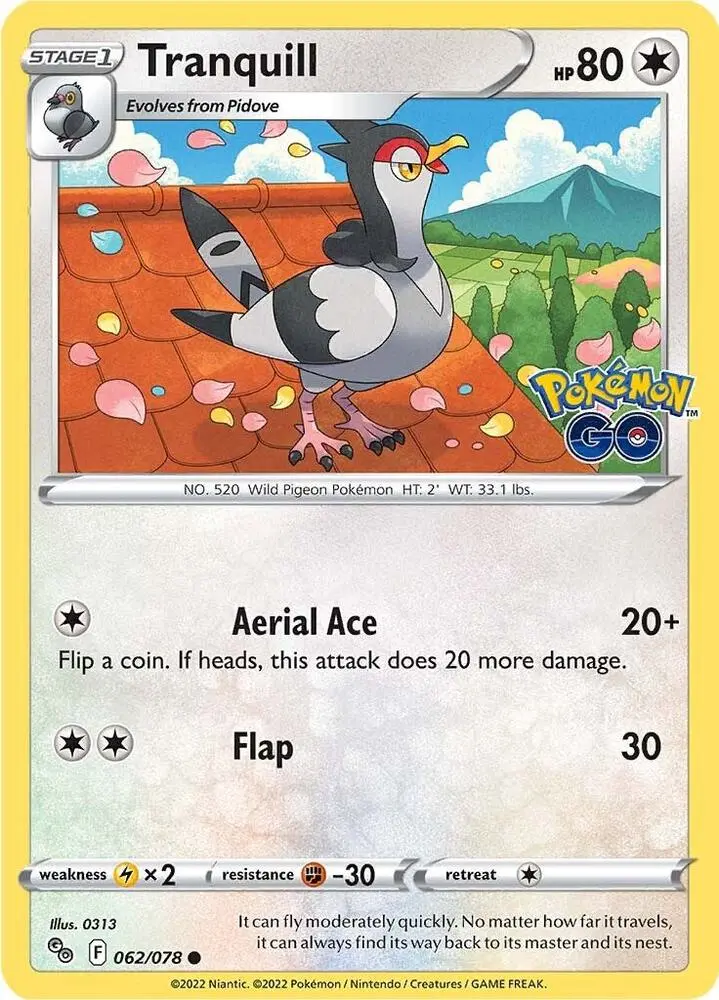 Tranquill, Pokémon GO 062/78