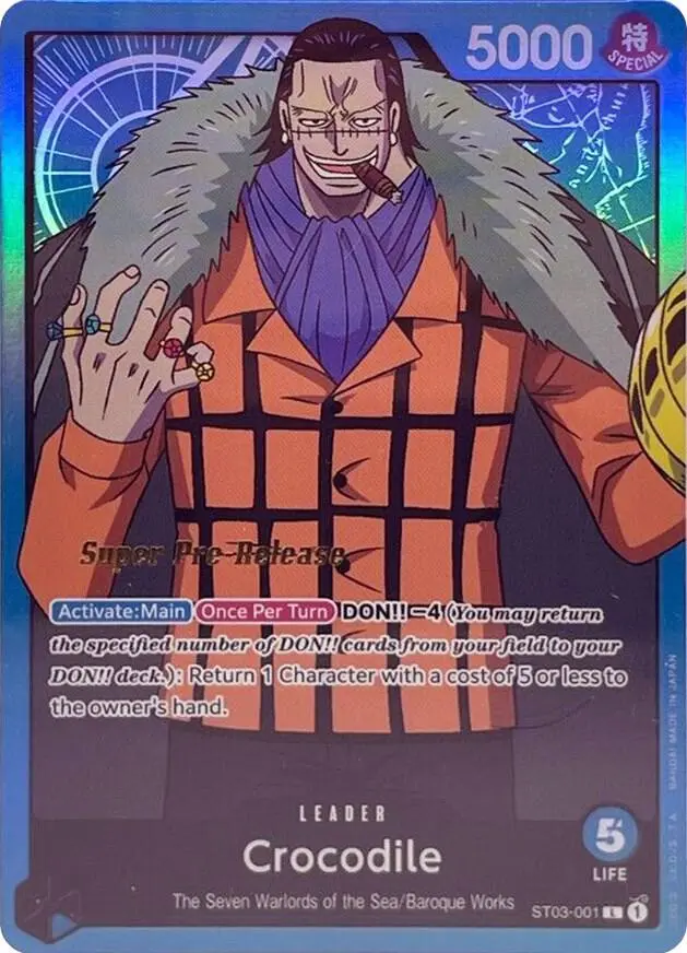 Crocodile, Starter Deck 3 The Seven Warlords of The Sea (Super Pre-Release Edition) ST03-001
