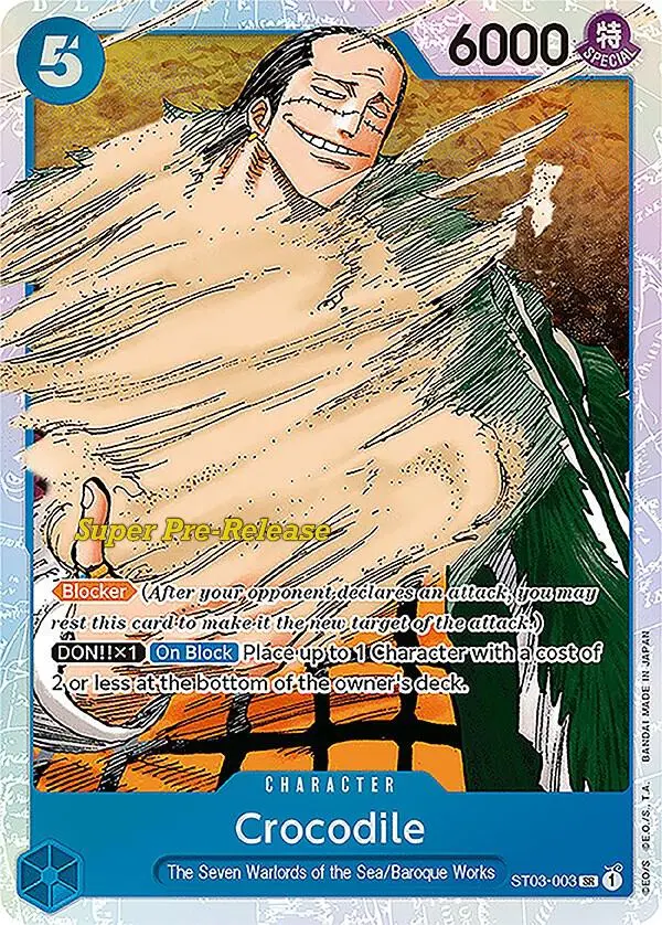 Crocodile, Starter Deck 3 The Seven Warlords of The Sea (Super Pre-Release Edition) ST03-003
