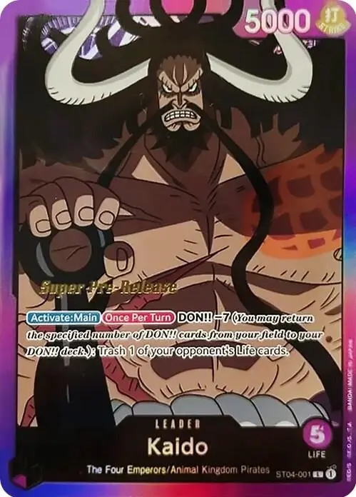 Kaido, Starter Deck 4 Animal Kingdom Pirates (Super Pre-Release Edition) ST04-001