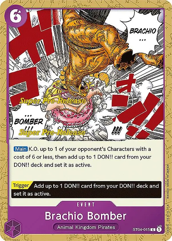 Brachio Bomber, Starter Deck 4 Animal Kingdom Pirates (Super Pre-Release Edition) ST04-015