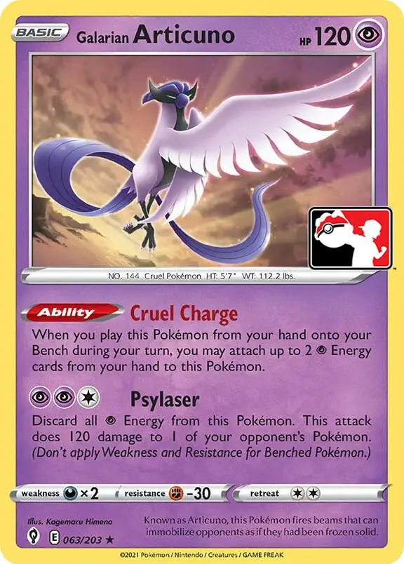 Galarian Articuno, Prize Pack Series Cards 063/203