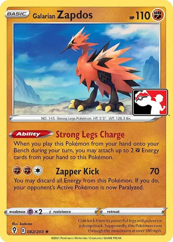 Galarian Zapdos, Prize Pack Series Cards 082/203