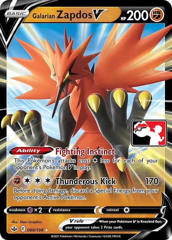 Galarian Zapdos V, Prize Pack Series Cards 080/198