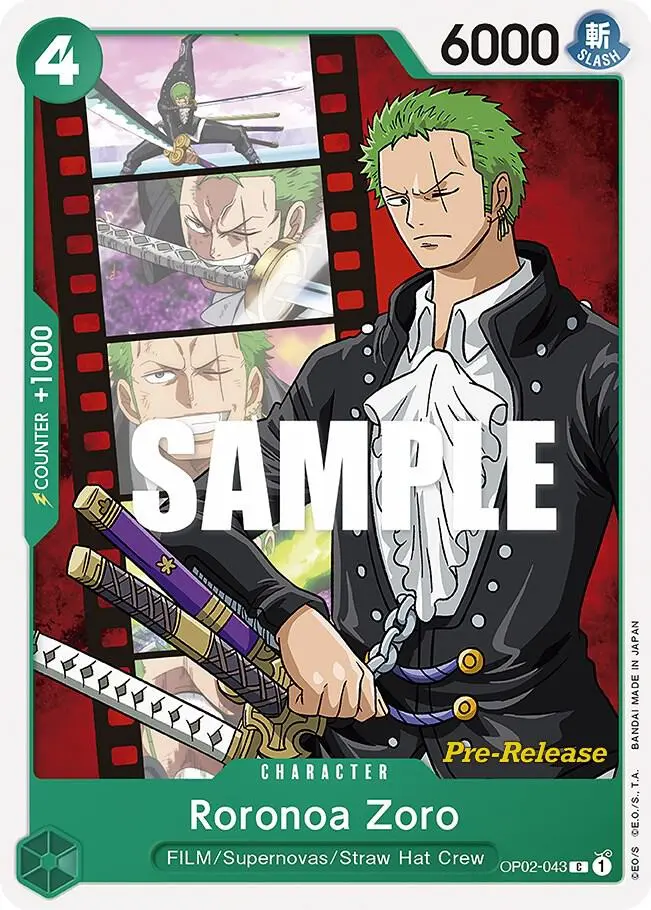 Roronoa Zoro, Paramount War Pre-Release Cards OP02-043