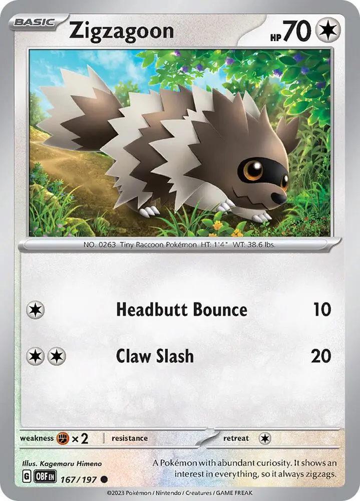 Zigzagoon, Obsidian Flames 167/197