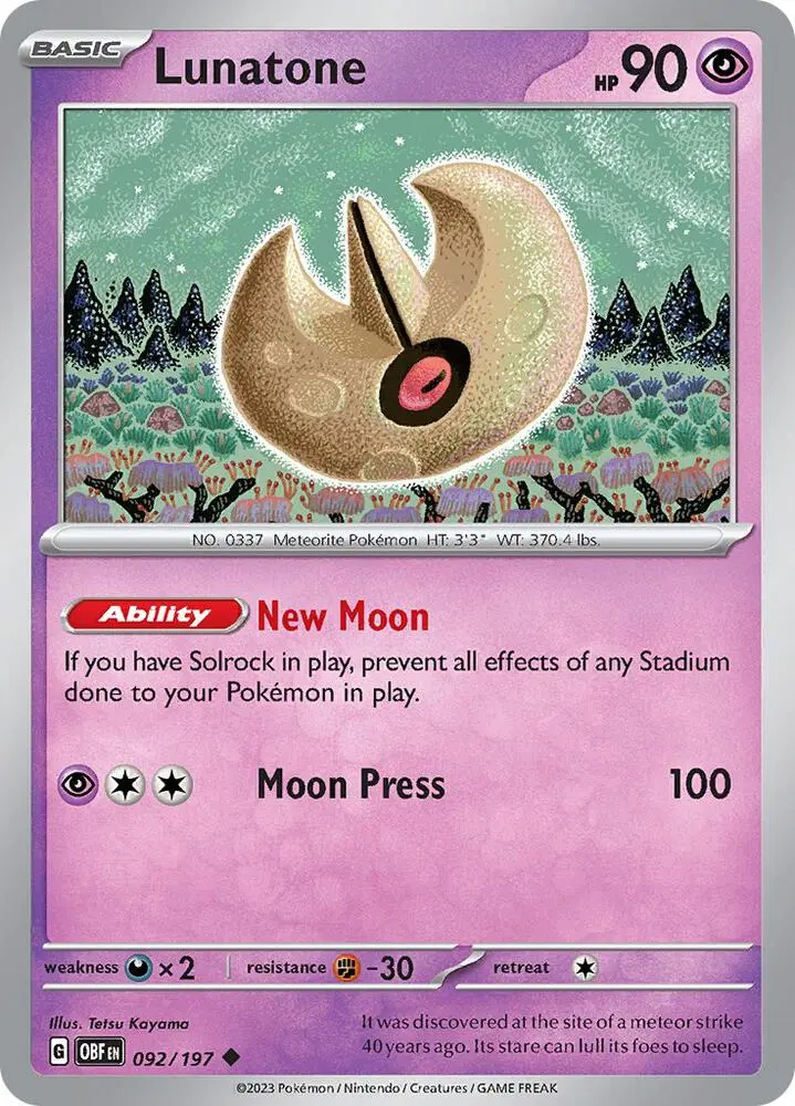 Lunatone, Obsidian Flames 092/197