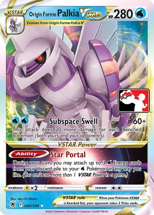 Origin Forme Palkia VSTAR, Prize Pack Series Cards 040/189