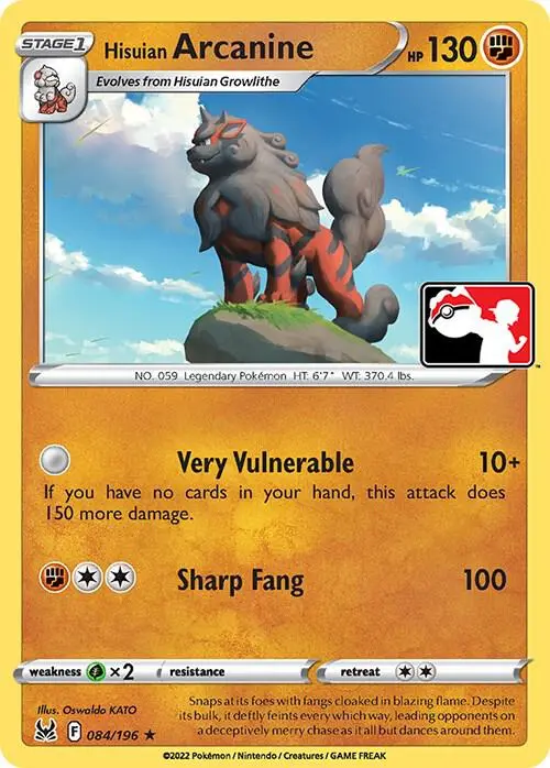 Hisuian Arcanine, Prize Pack Series Cards 084/196