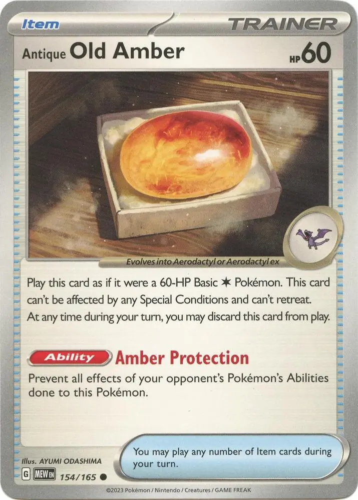 Antique Old Amber, Pokémon 151 154/165